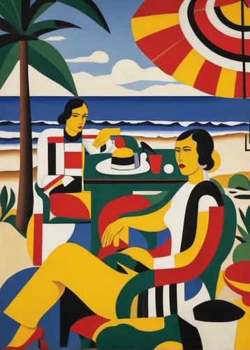 beach restaurant,copacabana,mamaia,viareggio,beach chairs,beach furniture,lido di ostia,people on beach,beach goers,beach towel,beach bar,roy lichtenstein,acapulco,waikiki beach,cool pop art,parcheesi,santa monica,women at cafe,summer beach umbrellas,tel aviv,Art,Artistic Painting,Artistic Painting 39