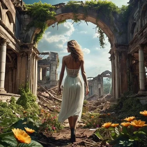 fantasy picture,artemis temple,ancient city,the ancient world,secret garden of venus,greek mythology,ruinas,demeter,hesperides,photo manipulation,ephesus,world digital painting,coliseo,fantasy art,hypatia,ruins,metapontum,ecotopia,allegiant,arcadia,Photography,General,Realistic