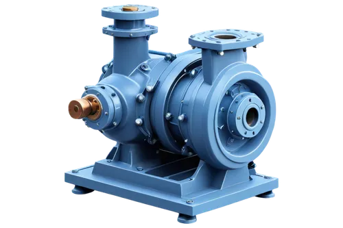 industrial water pump, solo, metallic body, copper pipes, steel base, electric motor, rotating impeller, water inlet outlet, buttons control panel, gray blue color, detailed bolts screws, morning soft