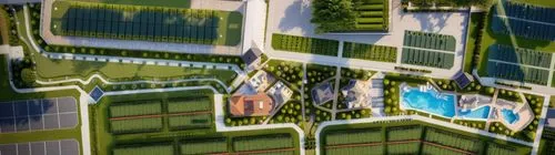 solar cell base,solar panels,solar farm,solar field,solar power plant,eco hotel,eco-construction,wine-growing area,solar modules,grass roof,turf roof,solar panel,golf resort,solar photovoltaic,urban design,terraforming,garden buildings,residential area,resort town,urban park,Photography,General,Realistic