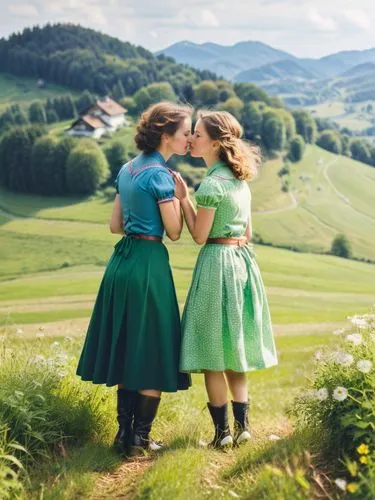 sound of music,aaaa,dirndl,countrywomen,vintage boy and girl,girl and boy outdoor,Photography,Documentary Photography,Documentary Photography 13