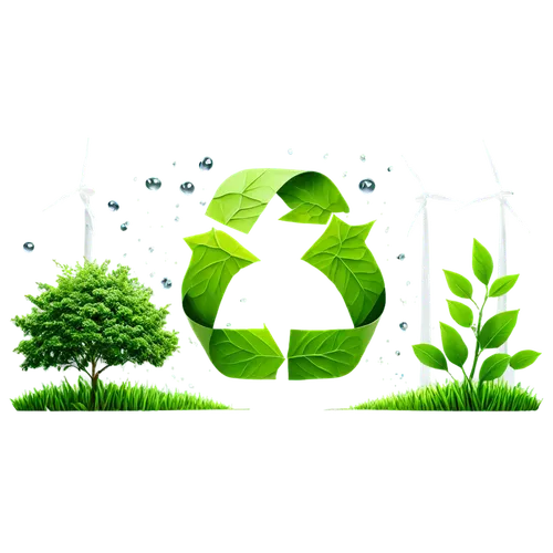 Eco-friendly poster, green background, recycling symbol, leaf pattern, earth globe, solar panels, wind turbines, water droplets, greenery, vines, flowers, bamboo, wood texture, natural materials, mini