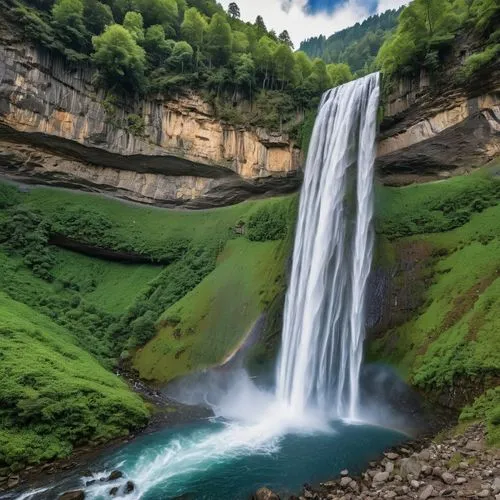 飞流直下三千尺,green waterfall,brown waterfall,waterval,waterfalls,bridal veil fall,water fall,water falls,nature wallpaper,waterfall,svizzera,falls,rivendell,suisse,cascada,ithaca,falls of the cliff,landsca