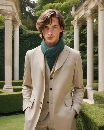 male model headshots，Men's Fashion，Understated Opulence
,aristocrat,cravat,male model,frock coat,overcoat,vanity fair,sage green,gentlemanly,menswear,george russell,gardener,downton abbey,elegance,neo