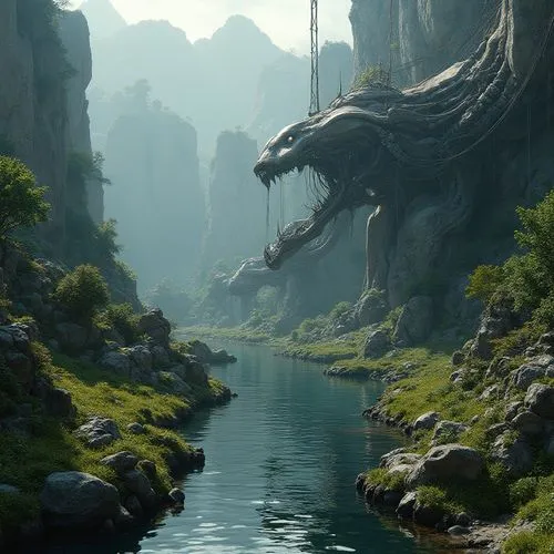 lorian,fantasy landscape,fantasy picture,dragon of earth,dragon bridge,gondolin,Conceptual Art,Sci-Fi,Sci-Fi 09