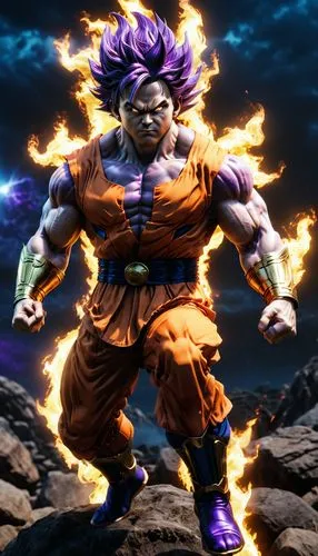 Fusão de Goku e Thanos,the action figure that appears to be the super saihan,kamehameha,goku,son goku,kakarak,kaio,saiyan,Photography,General,Realistic