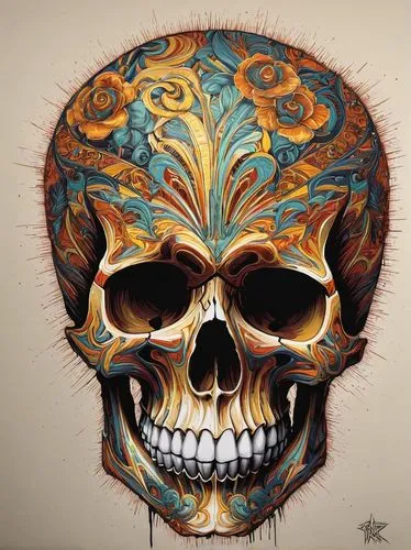 boho skull,floral skull,skull drawing,calavera,sugar skull,skull sculpture,Conceptual Art,Daily,Daily 02