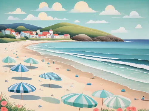 beach huts,beach landscape,summer beach umbrellas,seaside resort,seaside country,tenby,beach hut,cornwall,runswick bay,beach scenery,seaside,umbrella beach,coastal landscape,carbis bay,dream beach,gower,seaside view,pink beach,mountain beach,dorset,Art,Artistic Painting,Artistic Painting 29