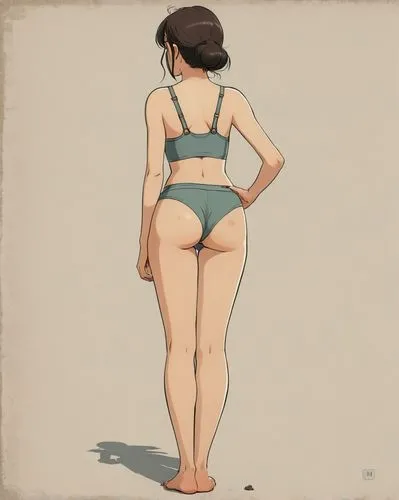 hoshihananomia,hausser,fubuki,hanji,miyahara,utamaro,hosoda,ikuno,yumei,makoto,girl from the back,yumi,himuto,rotoscoped,beachwear,summer swimsuit,girl from behind,one piece,uriankhai,niijima,Illustration,Japanese style,Japanese Style 08