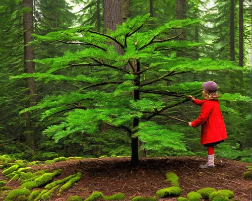 girl with tree,temperate coniferous forest,fir forest,happy children playing in the forest,the girl next to the tree,spruce-fir forest,oregon pine,redwood tree,spruce forest,douglas fir,redwoods,sitka spruce,coniferous forest,forest clover,old-growth forest,ballerina in the woods,little red riding hood,norfolk island pine,evergreen trees,green forest,Art,Classical Oil Painting,Classical Oil Painting 38