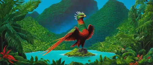 quetzal,guatemalan quetzal,toco toucan,gonepteryx cleopatra,tropical bird climber,tropical bird,perched toucan,scarlet ibis,tropical birds,pterosaur,macaws of south america,tucano-toco,swainson tucan,toucan,tropical animals,scarlet macaw,king parrot,tiki,bird-of-paradise,toucan perched on a branch,Illustration,Realistic Fantasy,Realistic Fantasy 18