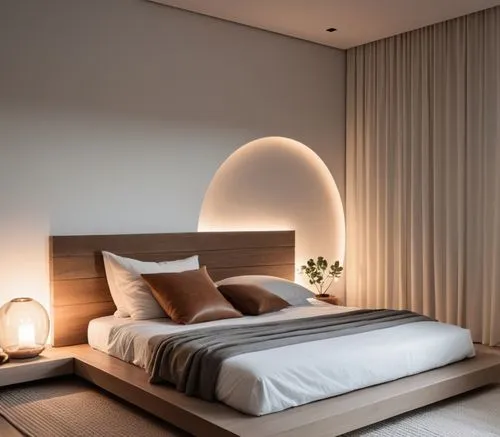 the modern looking bedroom has an abundance of light,wall lamp,headboards,wall light,modern room,headboard,contemporary decor,Photography,General,Realistic