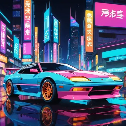 nsx,80's design,wanganella,3d car wallpaper,camaros,fiero,Illustration,Japanese style,Japanese Style 03