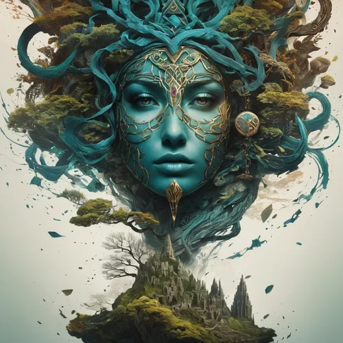 dryad,medusa,mother earth,fantasy art,the enchantress,anahata,merfolk,shamanism,mother nature,shamanic,fractals art,gorgon,fantasy portrait,medusa gorgon,faerie,faery,rusalka,sci fiction illustration,water creature,siren,Photography,Artistic Photography,Artistic Photography 05