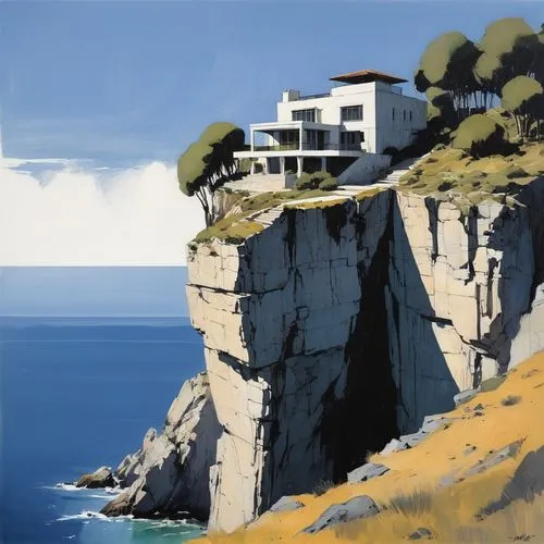 fresnaye,clifftop,cliff top,clifftops,cliffside,cliffs,Illustration,Paper based,Paper Based 05