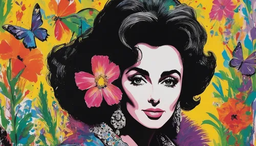 elizabeth taylor,elizabeth taylor-hollywood,popart,cool pop art,pop art style,pop art woman,modern pop art,pop art,bouffant,pop art girl,warhol,flower painting,girl-in-pop-art,pop art background,flower wall en,effect pop art,jane russell-female,pop art effect,ann margarett-hollywood,pop art colors,Conceptual Art,Graffiti Art,Graffiti Art 10