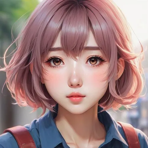 Generate an anime face with blushing cheeks and a shy, downward gaze.,nadeshiko,natsuki,girl portrait,haru,nanami,jiarui,chiaki,kofuku,chihiro,mabuchi,digital painting,xiaolu,world digital painting,ti