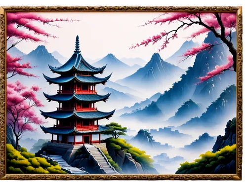 japanese sakura background,cool woodblock images,oriental painting,mountain scene,japanese art,landscape background,sakura background,japanese background,japan landscape,japanese floral background,hiroshige,tokaido,sakura trees,oriental,mountain landscape,wudang,japanese garden ornament,cherry blossom japanese,pangu,japanese mountains,Conceptual Art,Daily,Daily 01