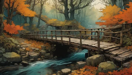 wooden bridge,autumn landscape,fall landscape,autumn background,autumn scenery,scenic bridge