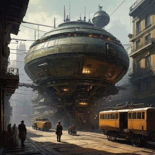 airships,airship,futuristic architecture,scifi,sci fiction illustration,science-fiction,futuristic landscape,sci - fi,sci-fi,science fiction,sci fi,panopticon,zeppelins,very large floating structure,saucer,flying saucer,futuristic art museum,under the moscow city,the transportation system,french train station,Art,Classical Oil Painting,Classical Oil Painting 32