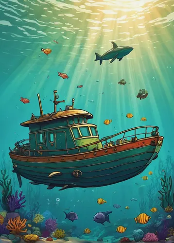 underwater background,underwater landscape,ocean underwater,sunken boat,under the sea,underwater world,aquarium,under sea,sea-life,sea life underwater,undersea,underwater fish,ocean background,sunken ship,the bottom of the sea,deep sea,aquatic life,school of fish,aquarium inhabitants,underwater playground,Art,Artistic Painting,Artistic Painting 49