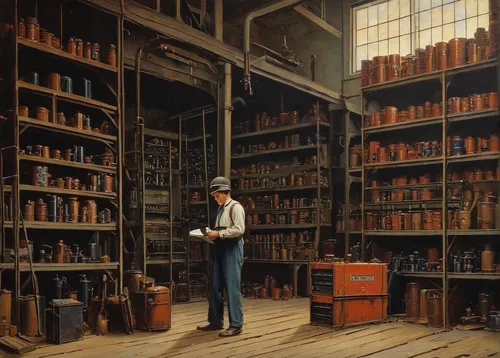 apothecary,warehouseman,watchmaker,bookshop,bookstore,shoemaker,man with a computer,librarian,clockmaker,bookshelves,chemist,pharmacy,book store,reading room,bookselling,clerk,bookcase,a carpenter,bibliology,meticulous painting,Art,Classical Oil Painting,Classical Oil Painting 14