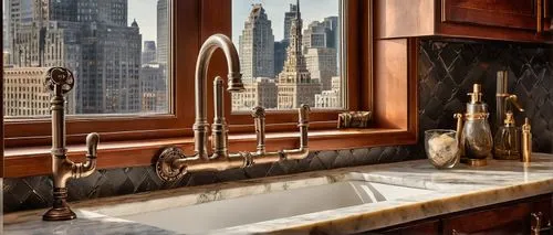 luxury bathroom,backsplash,brassware,faucets,tile kitchen,polished granite,dark cabinetry,rohl,countertops,granite counter tops,vanities,penthouses,countertop,washstand,cabinetry,washbasin,sinks,brownstone,kitchen sink,bagno,Illustration,Realistic Fantasy,Realistic Fantasy 13