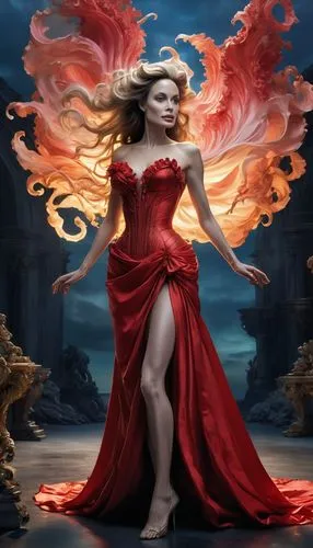 melisandre,fire angel,lady in red,fantasy picture,fire dancer,adagio,Conceptual Art,Fantasy,Fantasy 24