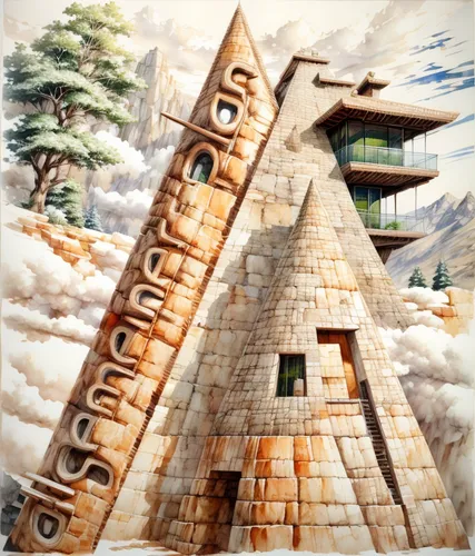 shirakami-sanchi,russian pyramid,tower of babel,pyramids,neo-stone age,khokhloma painting,temples,wigwam,pyramid,ancient house,brick-kiln,asian architecture,step pyramid,the gingerbread house,stone pyramid,blockhouse,japanese architecture,stone palace,rice mountain,stone pagoda