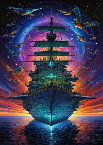 sea fantasy,the ship,sailing blue purple,ship of the line,sailing ship,the vessel,ship,ghost ship,star ship,phoenix boat,ship releases,sail ship,tallship,ocean liner,voyager,shipwreck,ilightmarine,sea sailing ship,flagship,ship travel,Conceptual Art,Sci-Fi,Sci-Fi 20