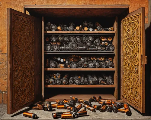 shoe cabinet,dried cloves,dark cabinetry,cloves schwindl inge,christopher columbus's ashes,dark cabinets,armoire,cupboard,cabinets,a drawer,coffins,cabinetry,stockpile,ammunition,storage cabinet,catacombs,compartments,charcoal kiln,chest of drawers,china cabinet,Art,Classical Oil Painting,Classical Oil Painting 19