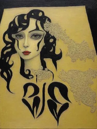 a painting of a woman with a big bird in her hair,art deco woman,persia,orientalist,tretchikoff,mucha,bakst,lathrop,circe,ariadne,viveros,art deco,marquetry,ziegfeld,orientalism,chicanas,gold leaf,gol