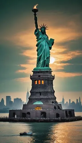 liberty enlightening the world,statue of liberty,the statue of liberty,a sinking statue of liberty,lady liberty,liberty statue,queen of liberty,new york harbor,liberty island,liberty,usa landmarks,statue of freedom,bartholdi,new york,united states of america,newyork,new york city,united state,wall,america,Conceptual Art,Sci-Fi,Sci-Fi 13