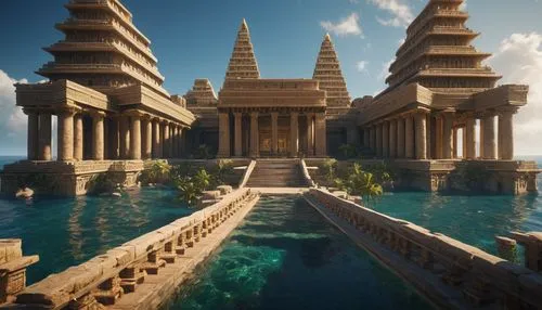 egyptian temple,atlantis,ancient city,artemis temple,the ancient world,poseidons temple,theed,themyscira,ancient buildings,yamatai,baan,water palace,asian architecture,imperial shores,atlantik,scythopolis,chedi,ancient,civilizations,sea shore temple,Photography,General,Natural