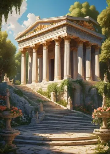 artemis temple,greek temple,panagora,acropolis,temple of diana,roman temple,the ancient world,tempio,ancient city,ancient rome,capitolium,caesarion,halicarnassus,celsus,parnassus,athene,poseidons temple,caesonia,temple of hercules,the parthenon,Art,Classical Oil Painting,Classical Oil Painting 27