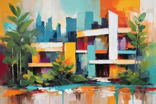 colorful city,urban landscape,hanoi,fallingwater,cityscape,urban,abstract painting,apartment building,apartment block,scampia,apartment complex,contemporary,city blocks,condos,painting technique,suburbs,home landscape,apartment house,apartments,apartment blocks,Conceptual Art,Oil color,Oil Color 20