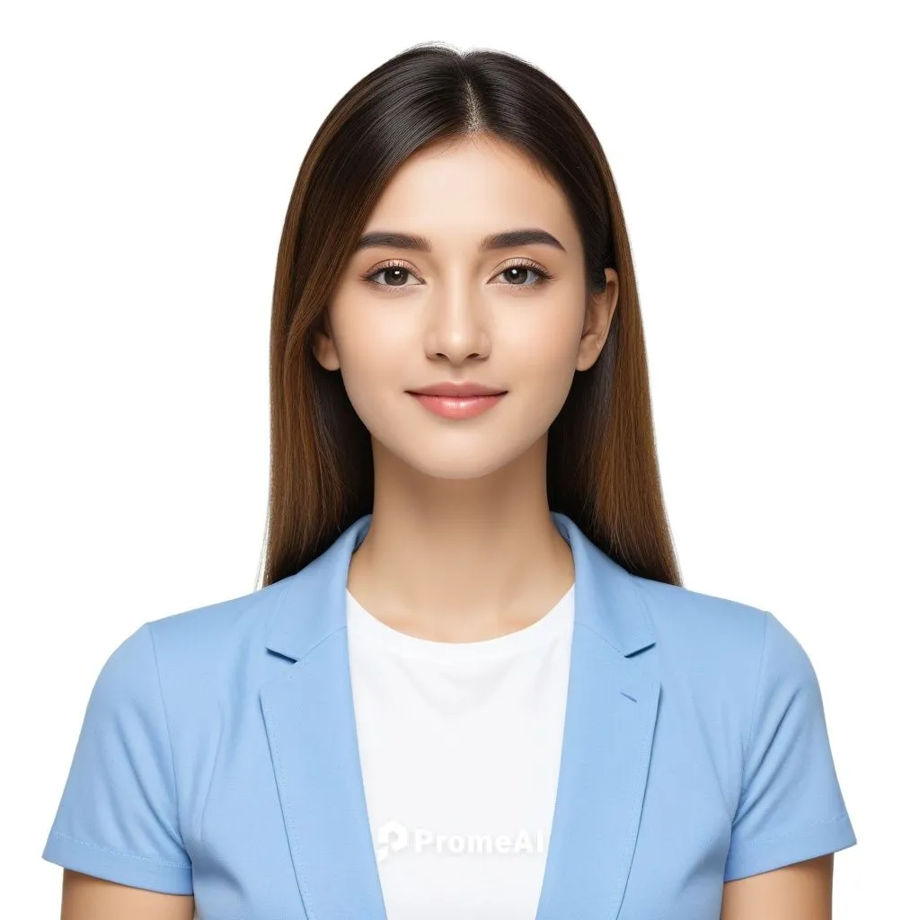 only image,the beautiful woman in blue jacket posing for the camera,girl on a white background,portrait background,bussiness woman,paralegal,customer service representative,sternocleidomastoid