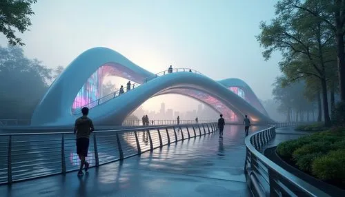 rainbow bridge,dragon bridge,angel bridge,adventure bridge,futuristic landscape,skybridge,footbridge,boomerang fog,futuristic architecture,walkway,chengdu,scenic bridge,guangzhou,bridge arch,hanging bridge,futuristic art museum,hangzhou,soundbridge,footbridges,sky space concept,Photography,General,Realistic