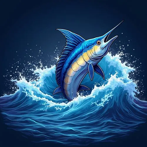 kujira,blue fish,sailfish,wyland,bluefin,thunnus,Illustration,Realistic Fantasy,Realistic Fantasy 45