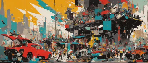 colorful city,transistor,abstract painting,urbanization,city scape,urban landscape,fragmentation,background abstract,world digital painting,cityscape,bottleneck,slum,painterly,pedestrian,city blocks,urban,abstract artwork,hanging traffic light,cities,townscape,Conceptual Art,Oil color,Oil Color 07