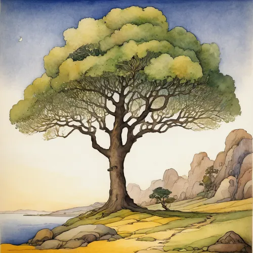 watercolor pine tree,watercolor tree,the japanese tree,hokka tree,argan tree,oak tree,fig tree,bodhi tree,edward lear,argan trees,khokhloma painting,rosewood tree,lone tree,celtic tree,flourishing tree,vinegar tree,pine-tree,barbary fig,oak,brown tree,Illustration,Retro,Retro 19