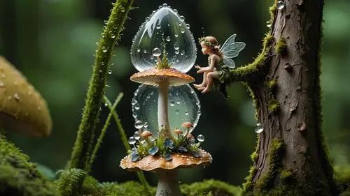 mirror in a drop,fairy stand,water drop,a drop,waterdrop,waterdrops