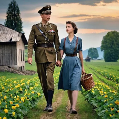 suitcase in field,vintage man and woman,allied,vintage boy and girl,atonement,lobintsev,ostalgie,tereshkova,pilecki,sobibor,maureen o'hara - female,ilsa,colorization,lyudmila,grynszpan,world war ii,francaise,1940 women,philomena,in the field,Photography,Documentary Photography,Documentary Photography 32