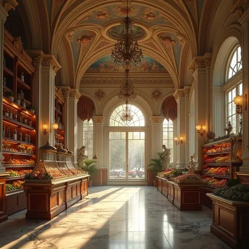 servery,patisserie,aisle,perfumery,french confectionery,refectory,pantry,boulangerie,bakeries,spice market,pastry shop,bakery,apothecaries,homegrocer,larder,grocer,humidor,petrossian,apothecary,cantine,Photography,General,Realistic