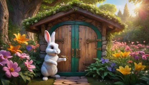 fairy door,garden door,peter rabbit,cartoon rabbit,lapine,wooden door,Photography,Artistic Photography,Artistic Photography 04