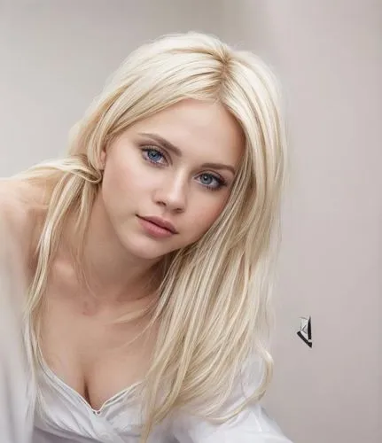 a portrait half body of a beautiful caucasian girl 23 years old blonde hair, wearing a white blouse and white top in a balcony whit New York city in the night as background in 4k,short blond hair,blon