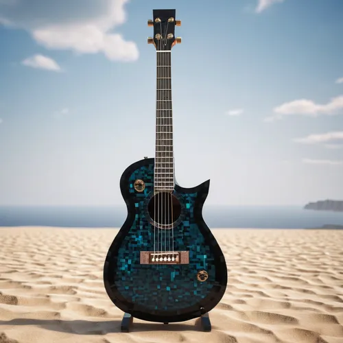 A guitar made out of obsidian played by minecraft steve,acoustic-electric guitar,minions guitar,painted guitar,electric guitar,epiphone,guitar,ukulele,acoustic guitar,concert guitar,fender g-dec,class