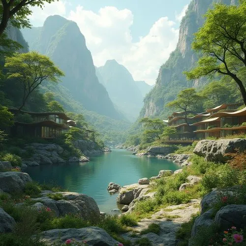 fantasy landscape,landscape background,mountain landscape,mountainous landscape,japan landscape,hushan,yunnan,world digital painting,mountain scene,shaoming,tigers nest,wenchuan,wudang,qingcheng,mountain settlement,mountain spring,wulin,oriental,qingming,tianxia,Photography,General,Realistic