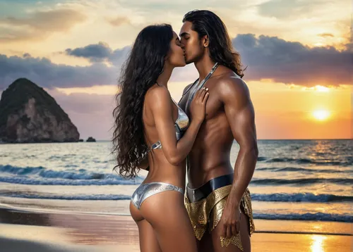 loving couple sunrise,black couple,beach background,hot love,lover's beach,amorous,adam and eve,honeymoon,couple in love,maori,brazilian beach,beach scenery,romance novel,photoshop manipulation,girl and boy outdoor,aborigines,lindos,man and woman,romantic scene,girl kiss,Illustration,Realistic Fantasy,Realistic Fantasy 43