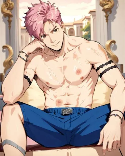 the guy in shorts is looking very relaxed,ranmaru,pucci,arcangelo,bara,siegbert,baras,Anime,Anime,General